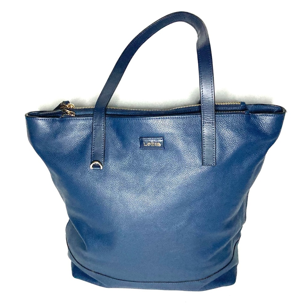 Lodis Navy Leather Tote
